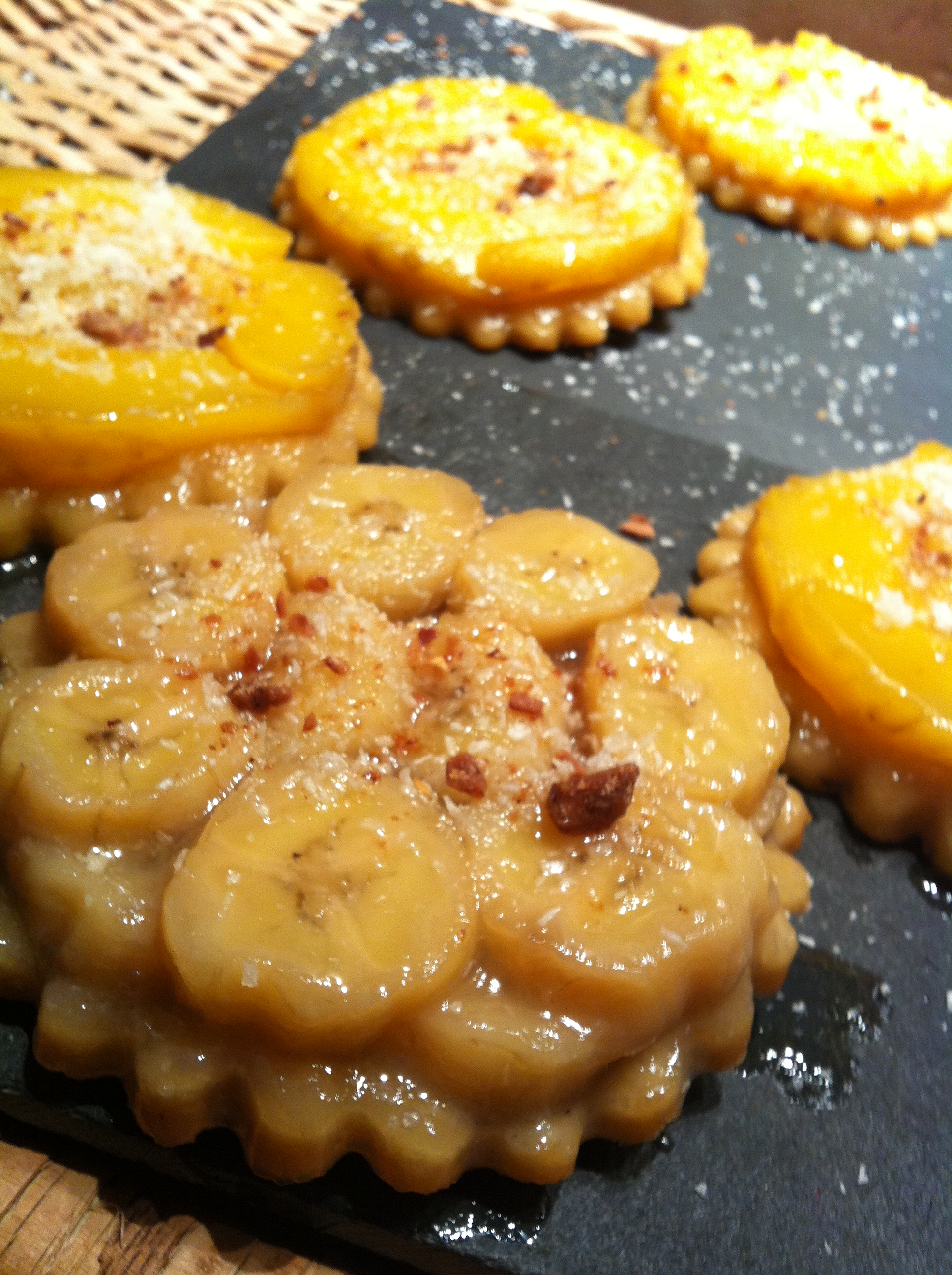 Tartelettes mangue et banane façon tatin